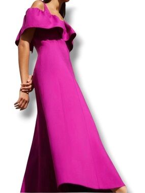 Me + Em Statement Frill Maxi Dress In Iris Size 2